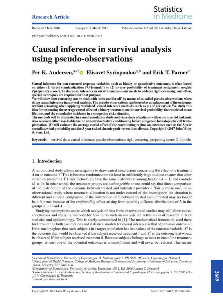 Causal Inference in Survival Analysis | PDF | Standard Deviation ...