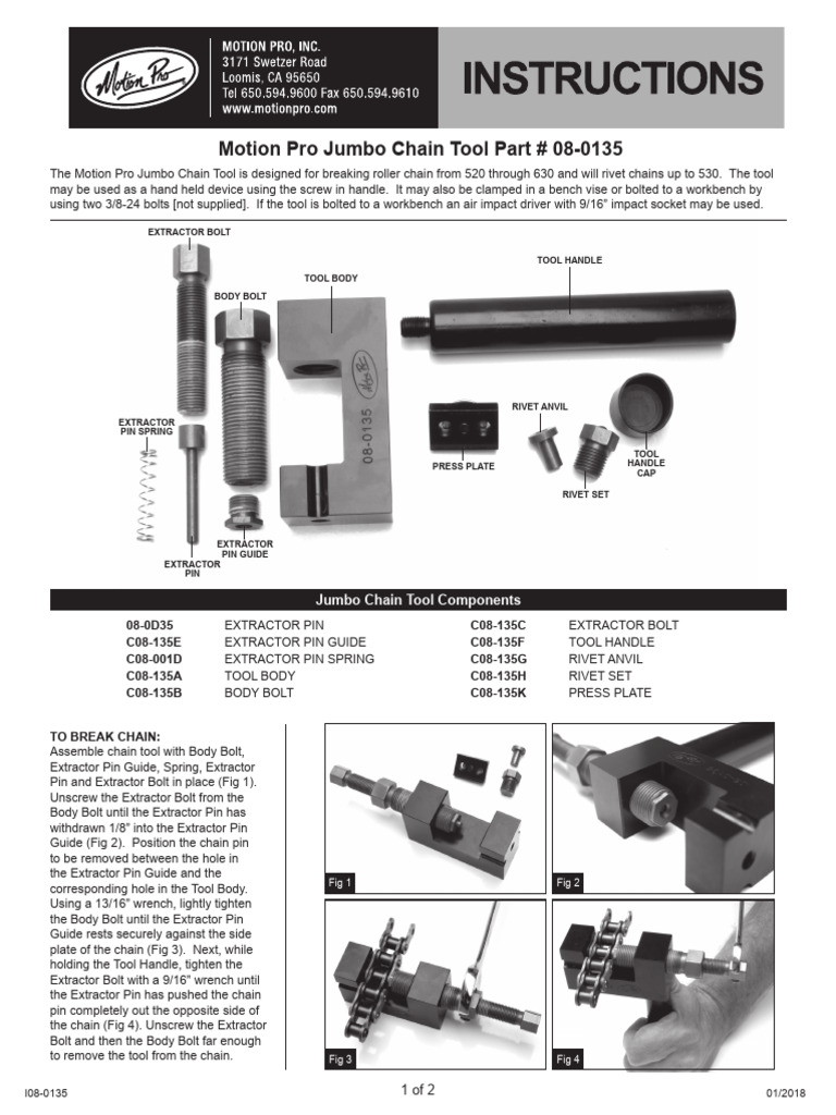 Motion Pro Jumbo Chain Tool Part # 08-0135 | PDF | Rivet