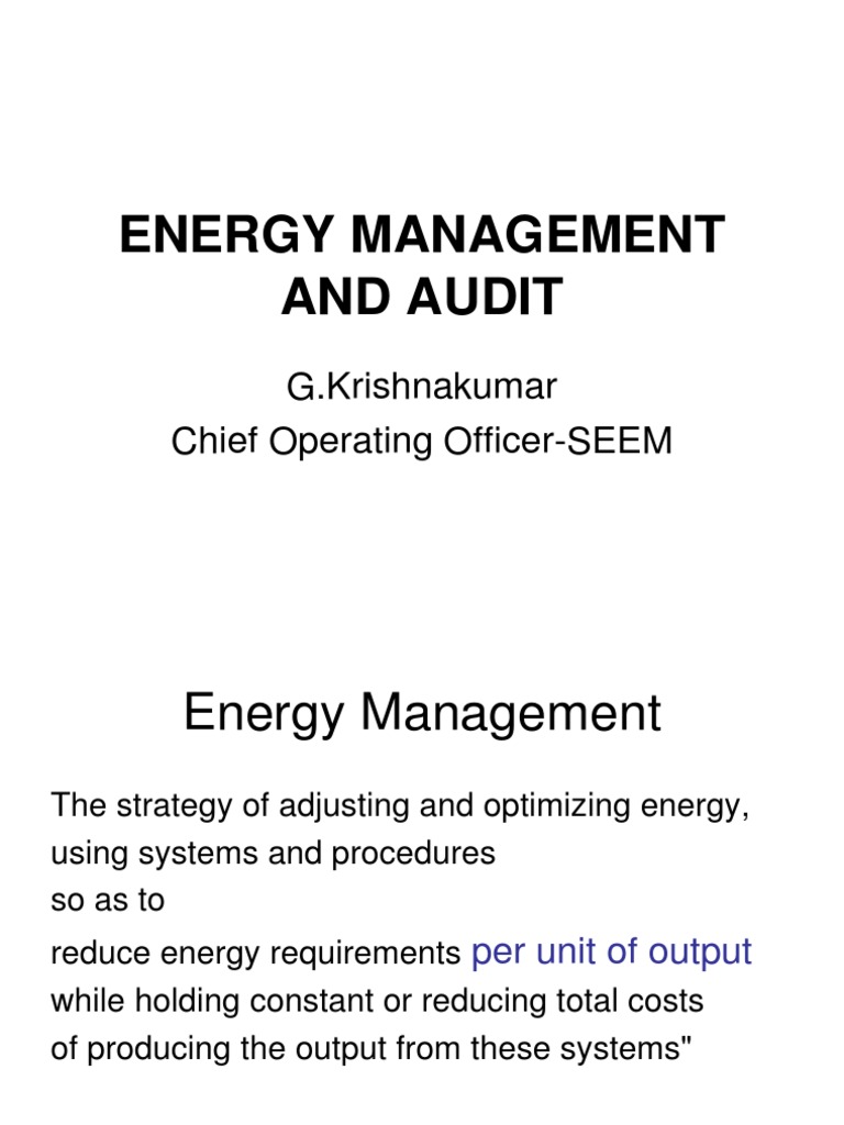 Energy Management and Audit Overview | PDF | Energy Management ...