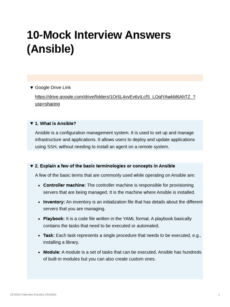 Ansible Mock Interview Questions | PDF | System Software | Software
