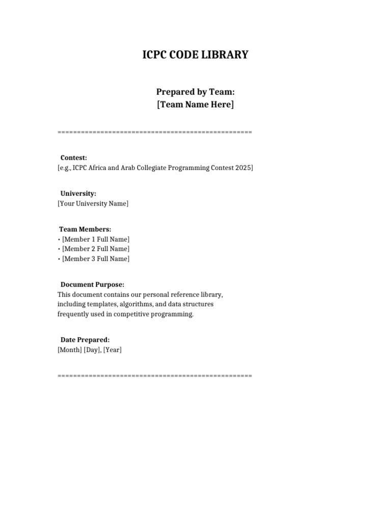 ICPC Code Library Reference Guide | PDF