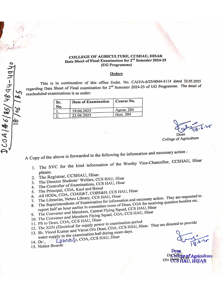 Date Sheet UG Rescheduled Exam | PDF
