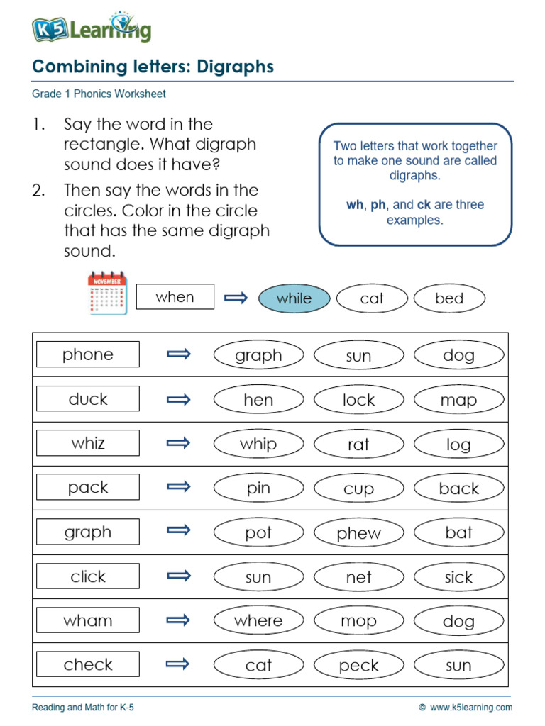 Grade 1 Digraphs j4t | PDF