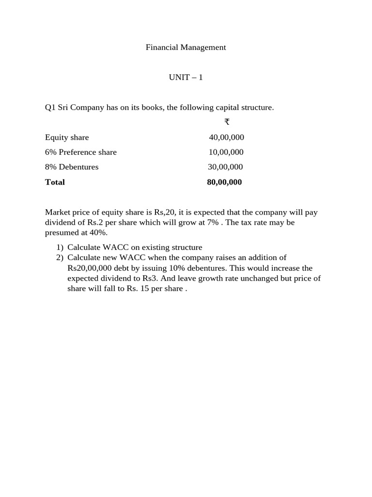 Financial Management Imp Qs | PDF