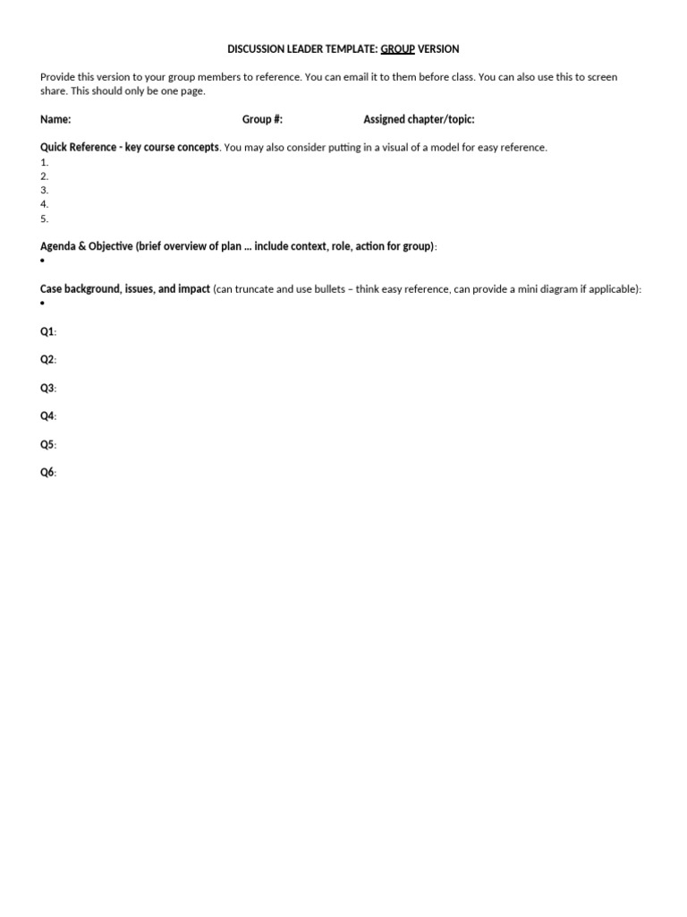 Discussion Leader Template Group Updated | PDF