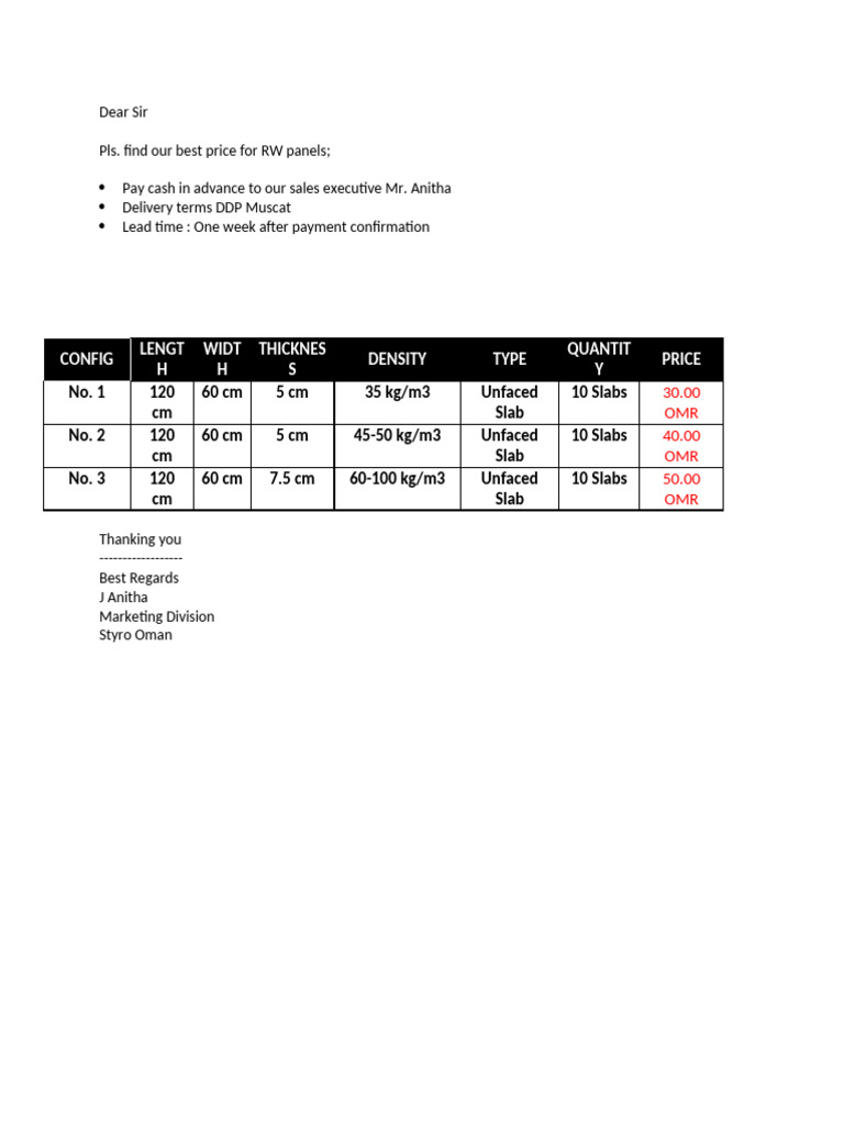 Rockwool Price Details - Styro | PDF
