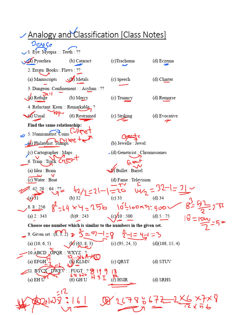 Analogy and Classification Exercises | PDF