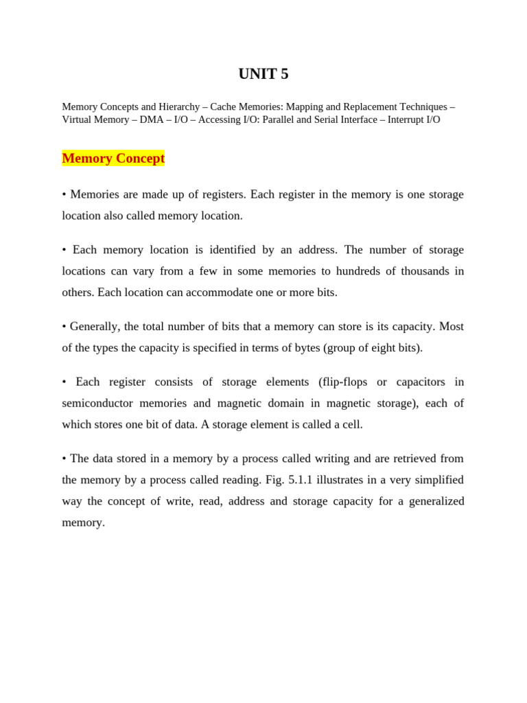 Memory Concepts and Hierarchy Overview | PDF | Cpu Cache | Computer ...