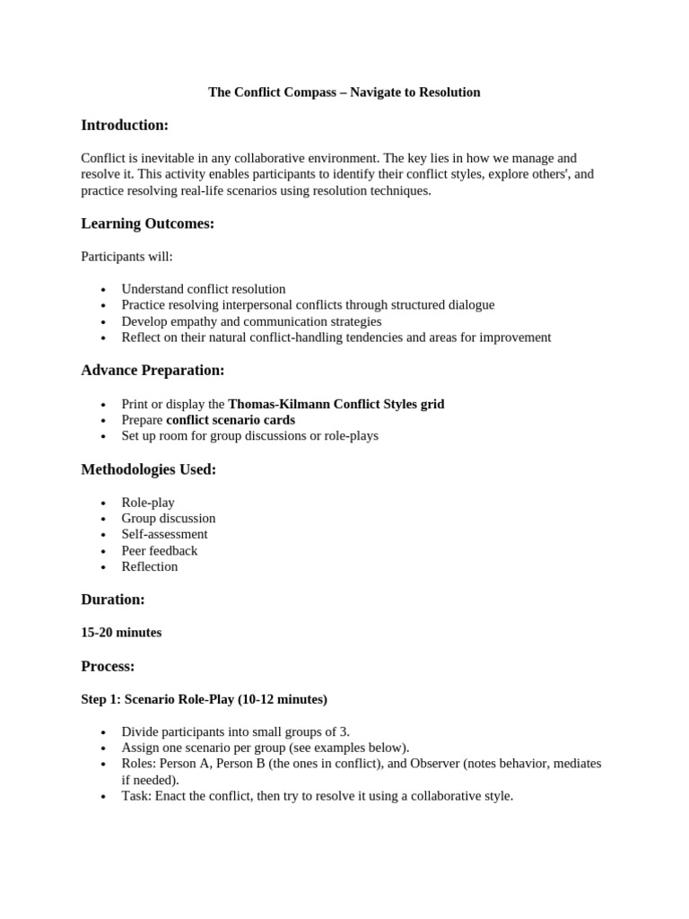 Navigating Conflict Resolution Styles | PDF | Conflict Resolution ...