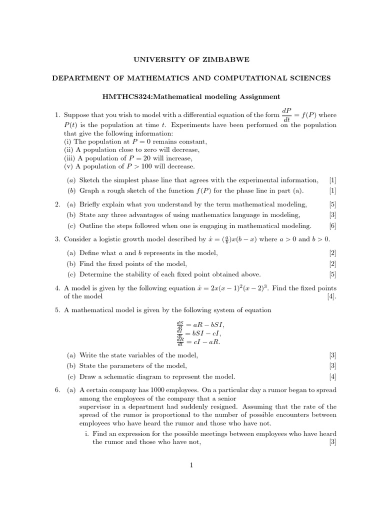 Group Assign Maths Modeling | PDF | Equations | Applied Mathematics