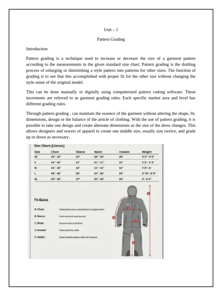 Pattern Grading Techniques Explained | PDF