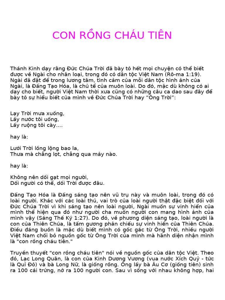 Con Rong Chau Tien | PDF