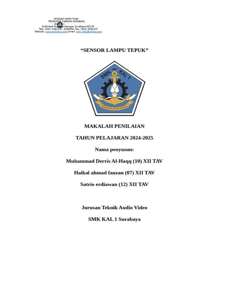 Sistem Lampu Otomatis Sensor Tepuk | PDF