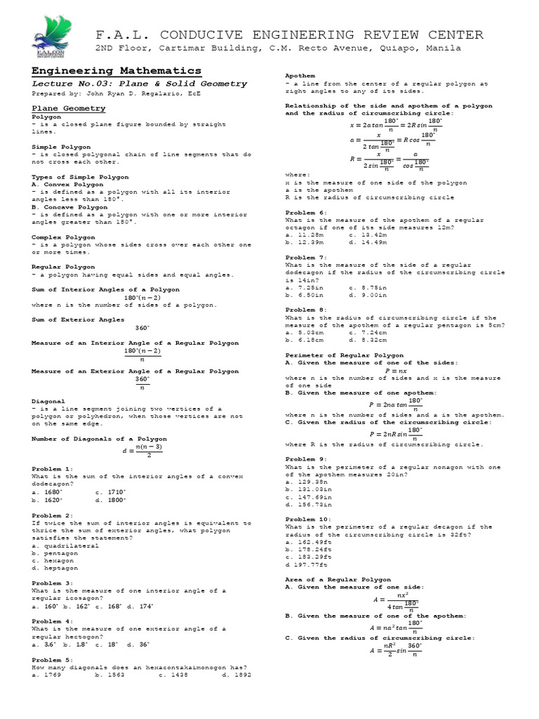 Plane & Solid Geometry | PDF | Area | Polygon