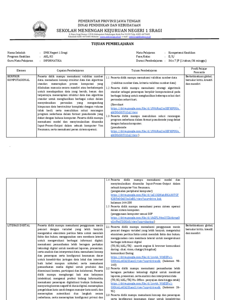 1 Tujuan Pembelajaran INFORMATIKA | PDF