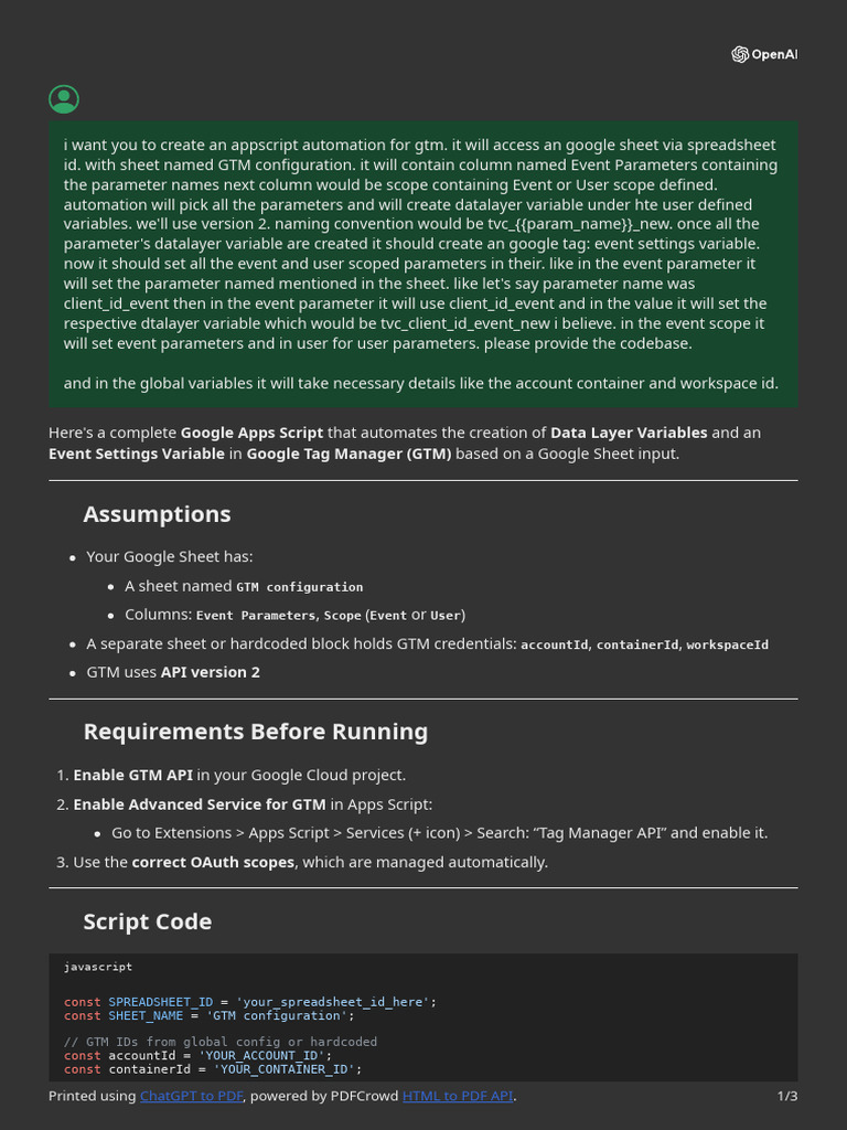 GTM Automation with Apps Script | PDF | Parameter (Computer Programming ...
