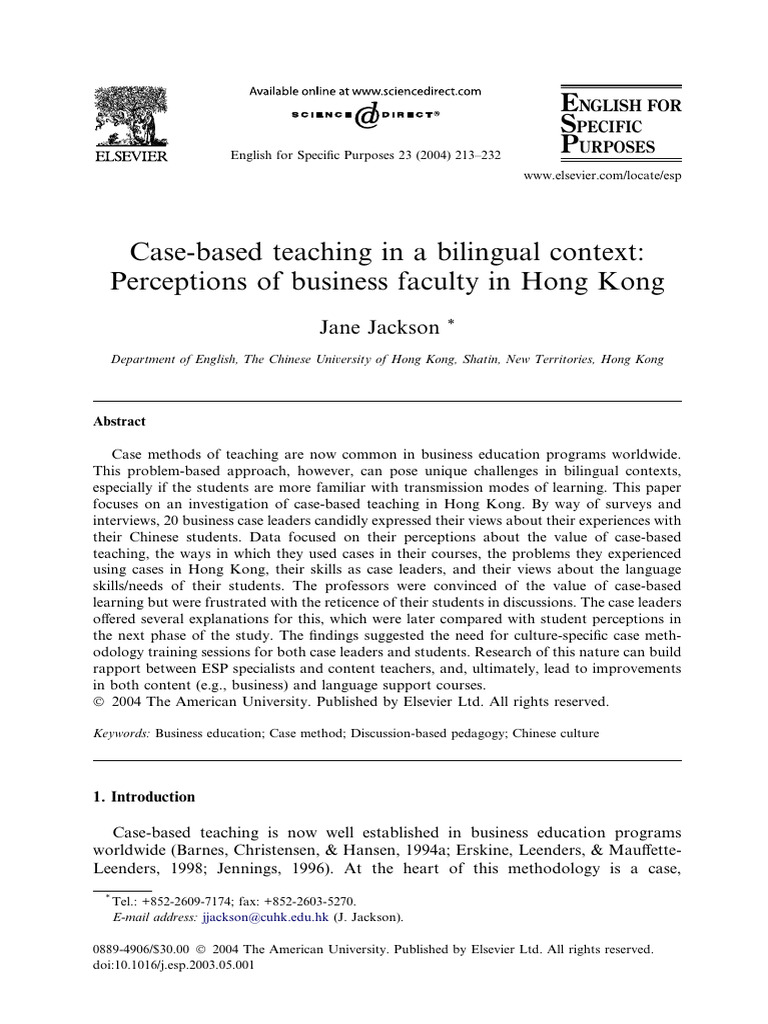 Case-Based Teaching in Hong Kong Business Education | PDF | Learning ...