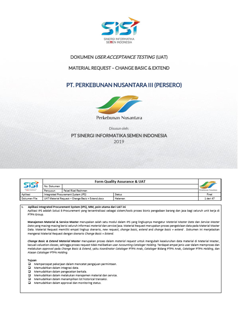 (Print) A.2. UAT Material Request - Change Basic - Extend | PDF