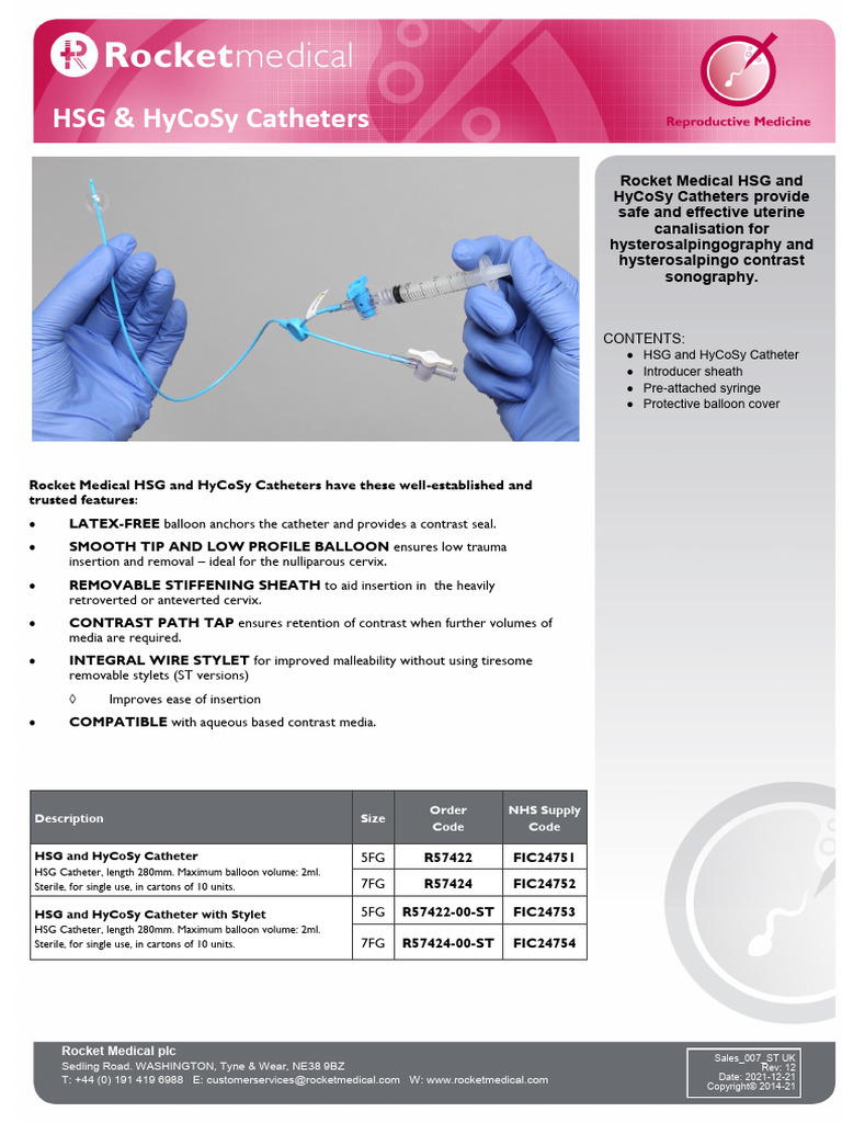 HyCoSy Catheters Overview and Features | PDF | Catheter | Mammal Female ...