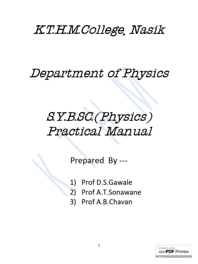 Laboratory Manual for Physics Experiments | PDF | Laser ...