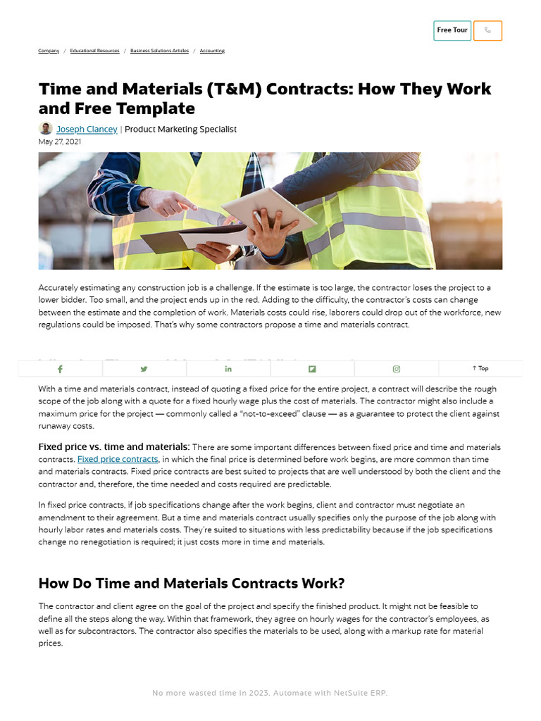Understanding Time and Materials Contracts | PDF | Accounting | Labour ...