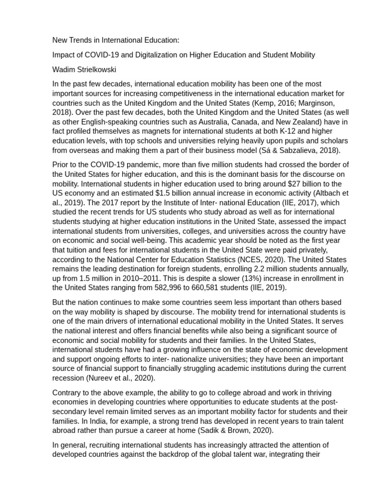 12.new Trends in International Education | PDF | Cost Of Living ...