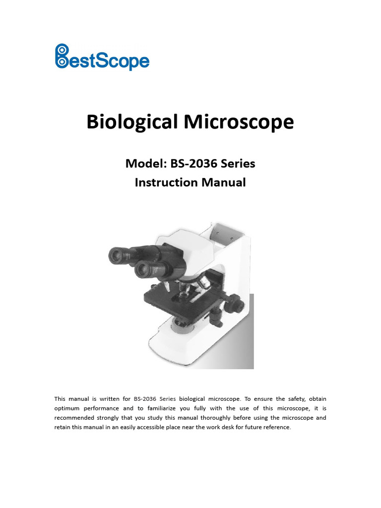 BS-2036 Microscope Instruction Manual | PDF | Camera | Electromagnetic ...