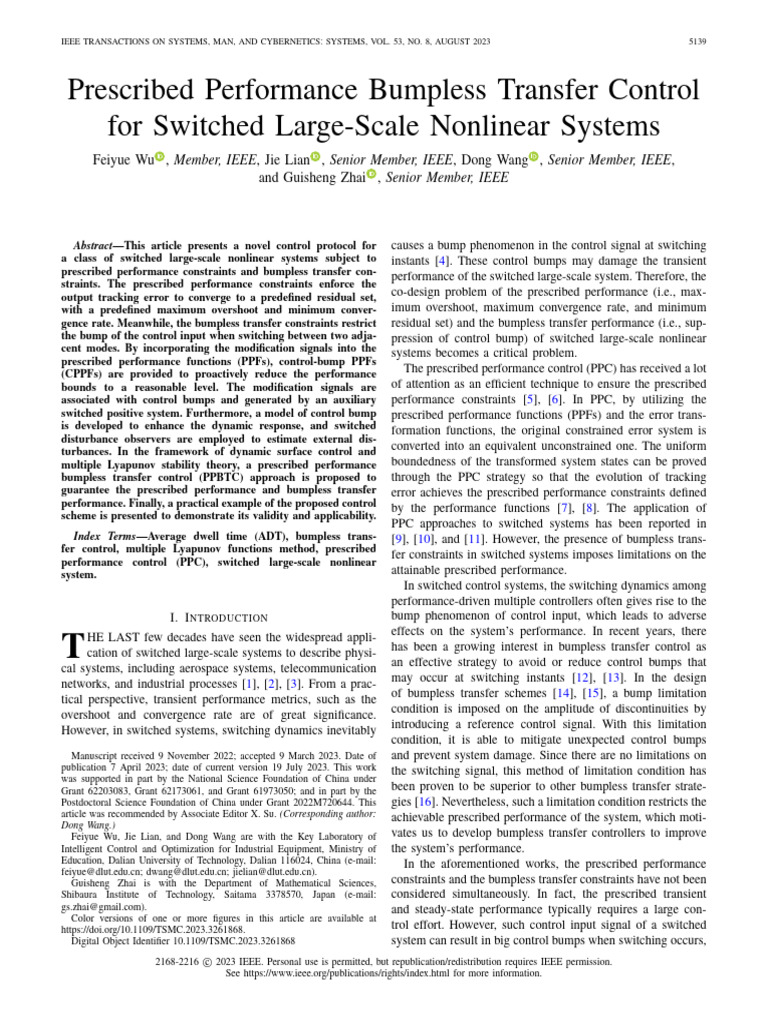 Bumpless Transfer Control for Nonlinear Systems | PDF | Applied ...