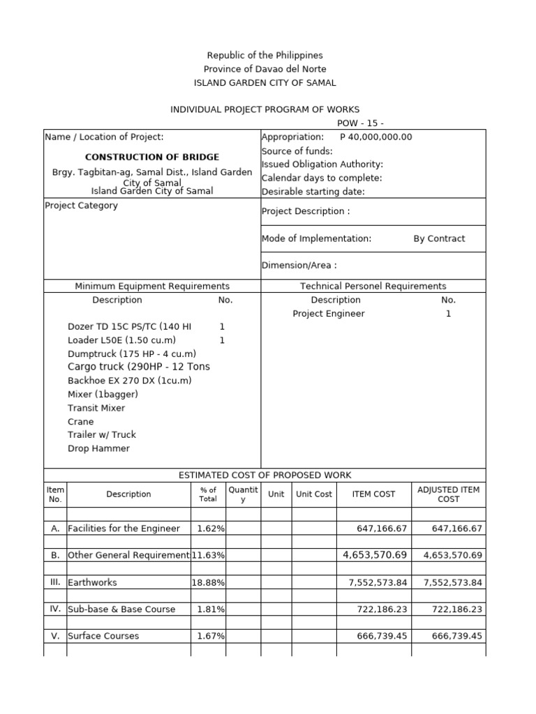 Bridge Construction Project in Samal | PDF | Concrete | Road Surface
