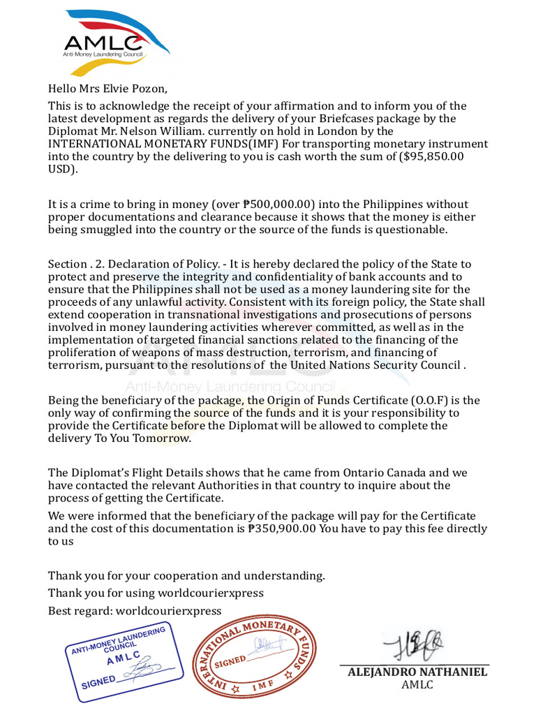Anti Money Laundery Letter Head | PDF | International Relations ...