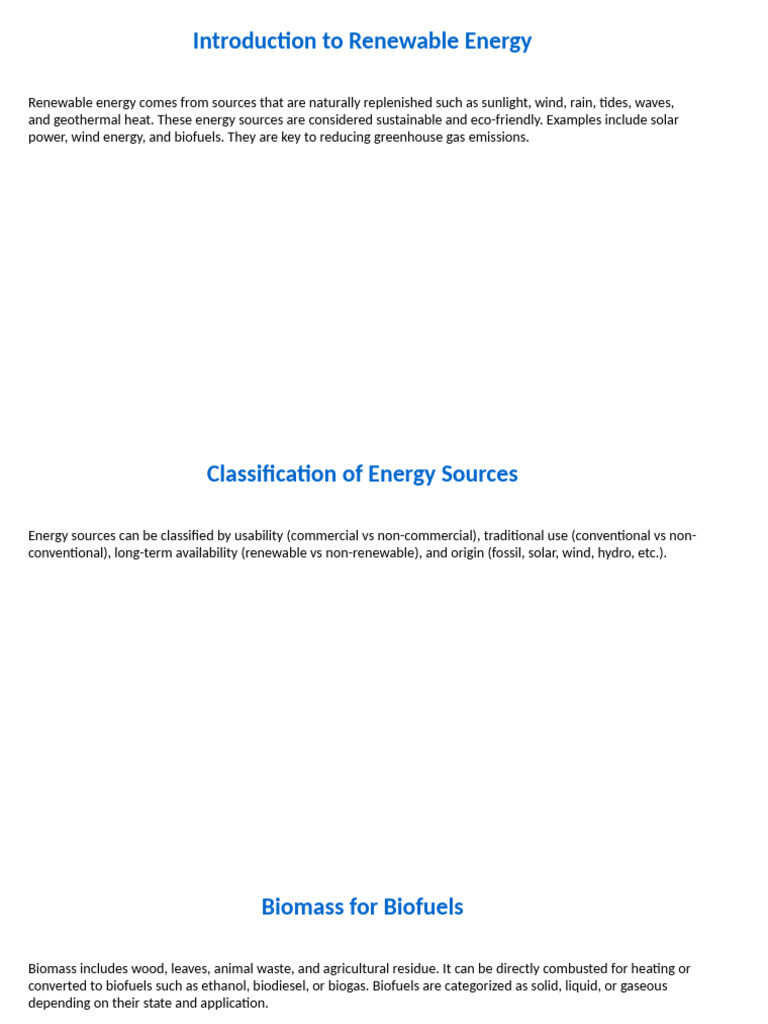 Detailed Renewable Energy Presentation | PDF | Biofuel | Gasification