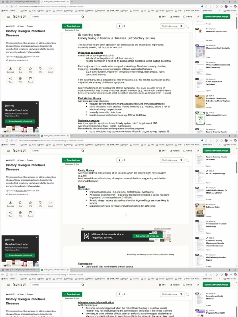 ID History Taking | PDF