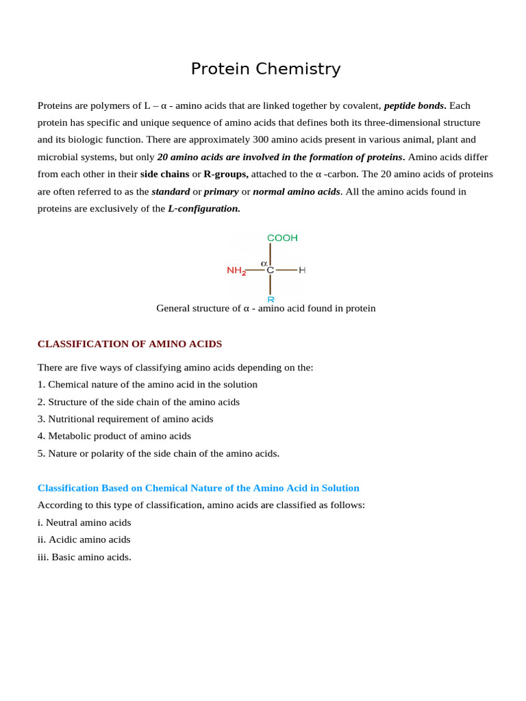 Understanding Protein Chemistry and Amino Acids | PDF | Amino Acid ...