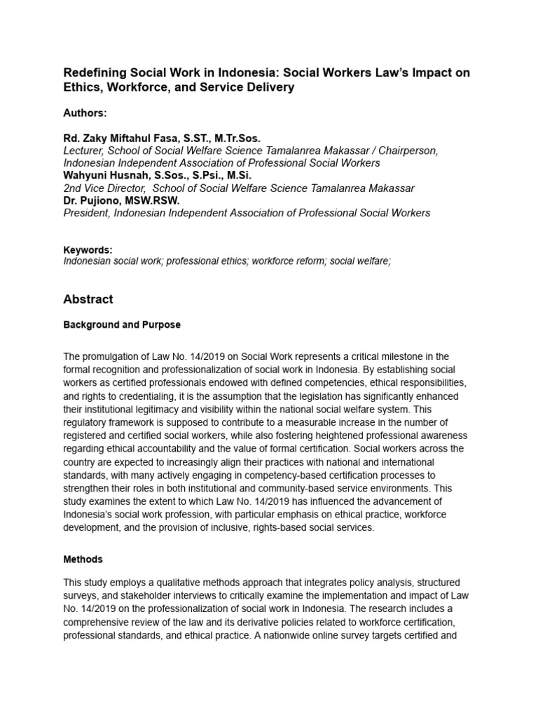 Indonesia Abstract Impacts of SW Law | PDF | Social Work | Qualitative ...