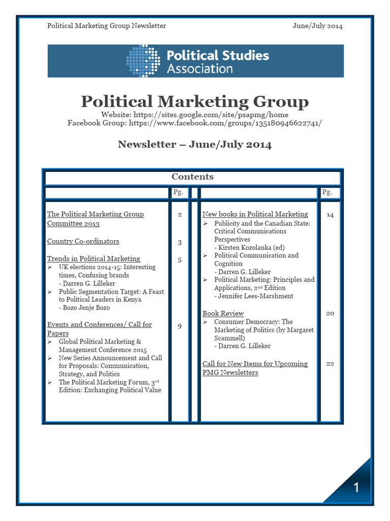 Political Marketing Group Newsletter 2014 | PDF | Marketing ...