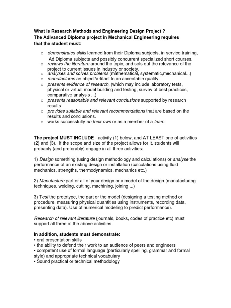 Engineering Project Guidelines and Criteria | PDF | Methodology | Science