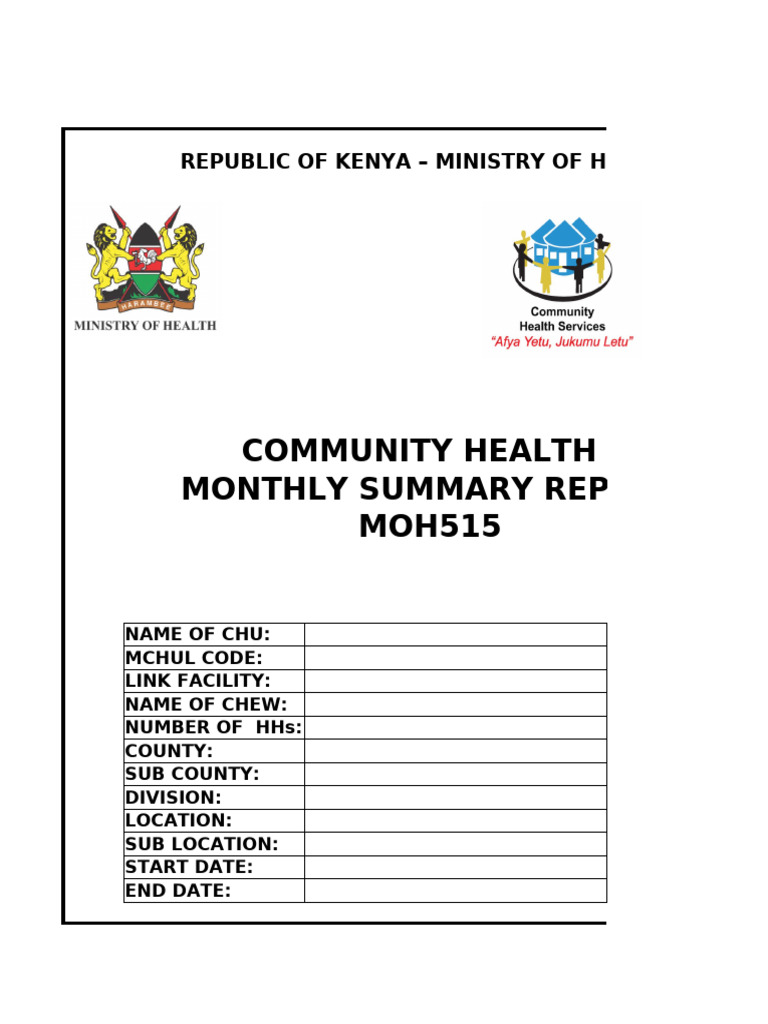 Monthly Community Health Report MOH515 | PDF | Tuberculosis | Health ...
