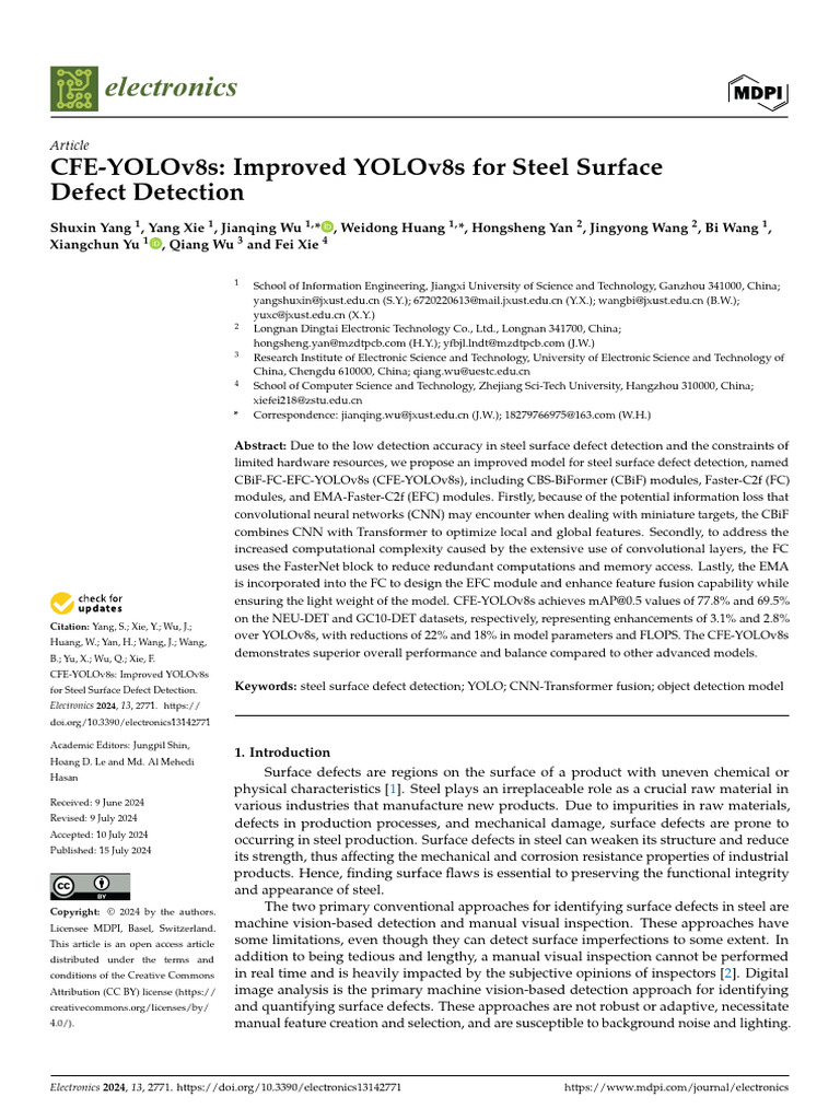 Enhanced YOLOv8s for Steel Defect Detection | PDF | Deep Learning ...