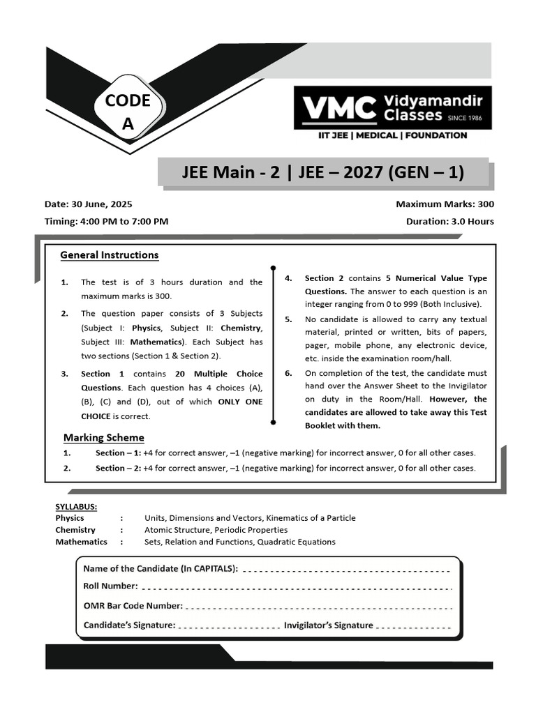 JEE 2027 Exam Format and Details | PDF | Acceleration | Electron