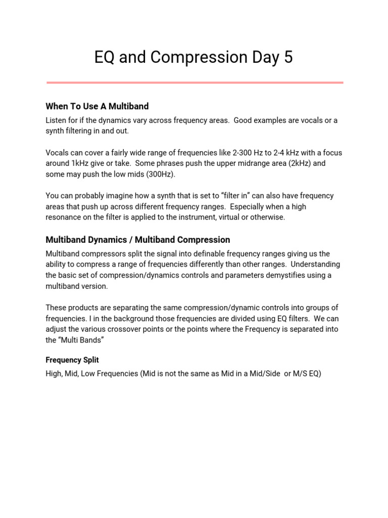 Multiband Compression Techniques Explained | PDF | Equalization (Audio ...