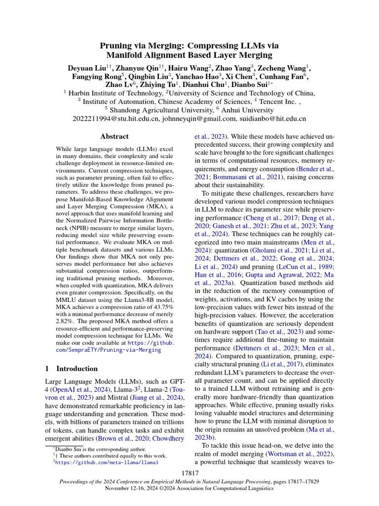 Merging Layers for LLM Compression | PDF | Applied Mathematics