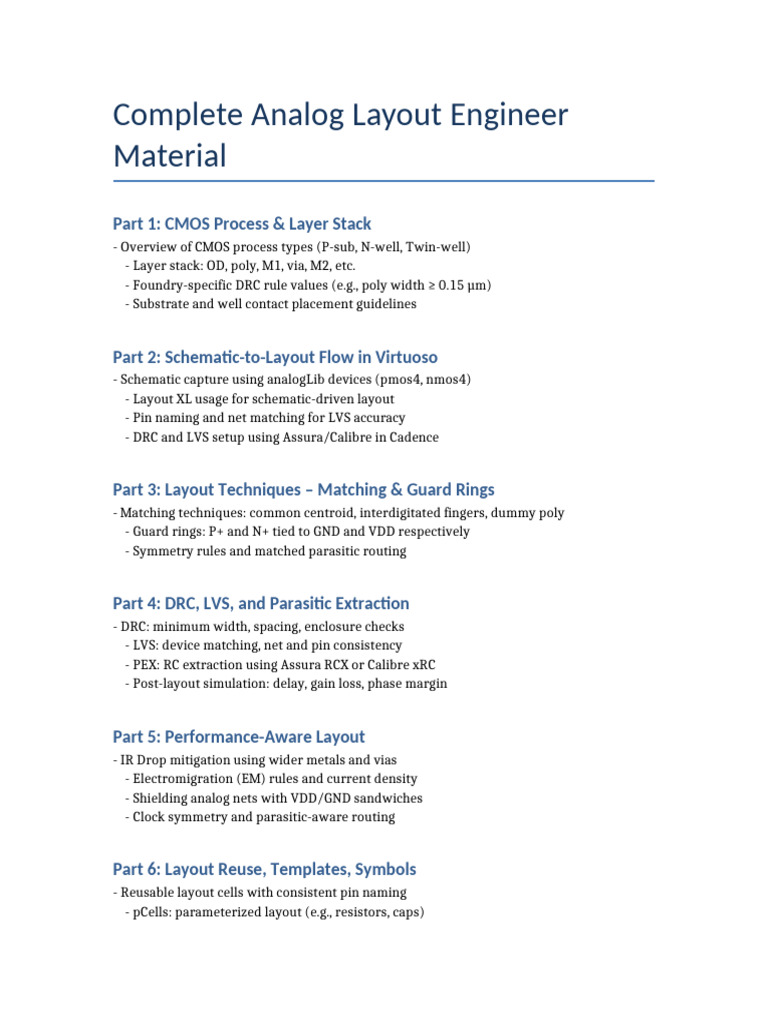 Analog Layout Engineering Guide | PDF