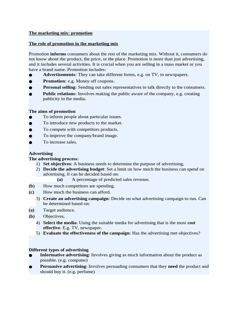 Topic 15 - THE MARKETING MIX - PROMOTION & PLACE | PDF | Advertising ...