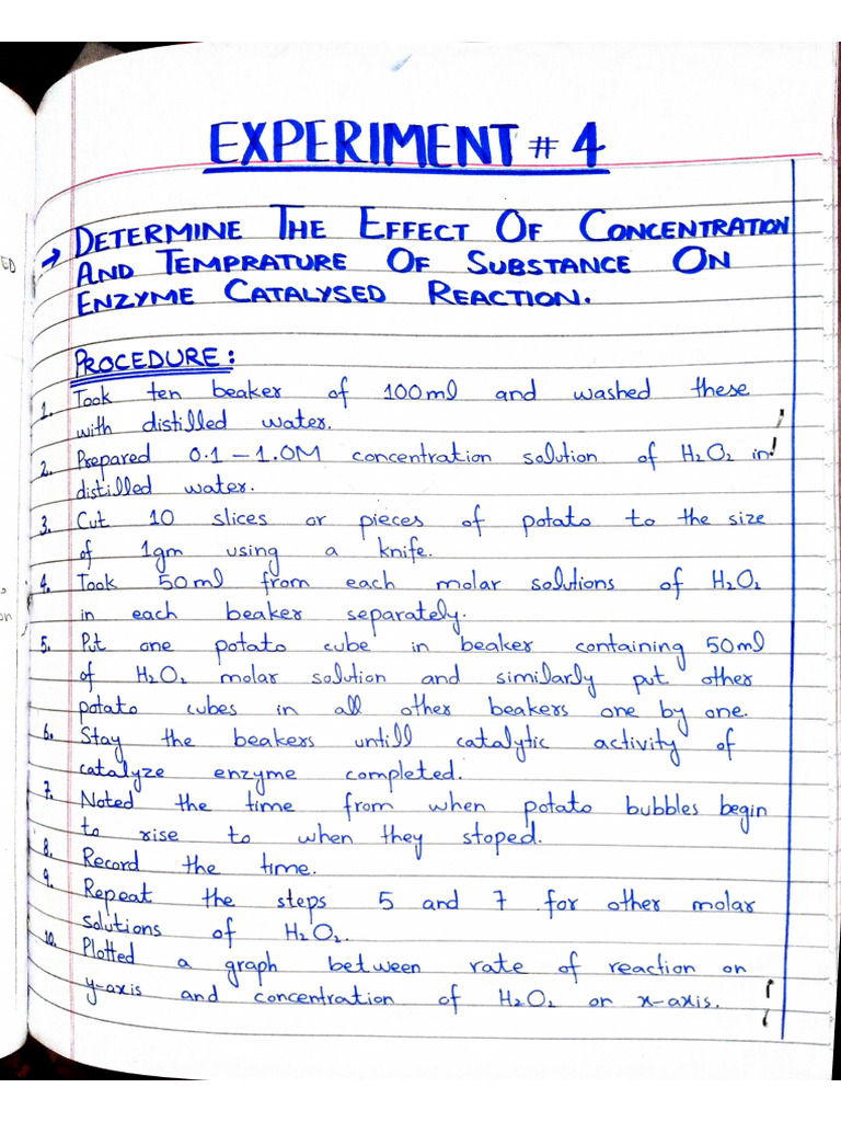 Determine The Effect of Temperature and Concentration of Substrate On ...