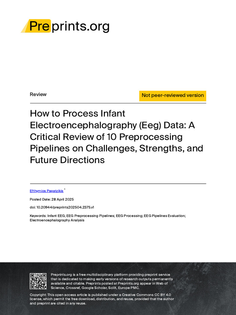 Evaluating Infant EEG Preprocessing Pipelines | PDF ...