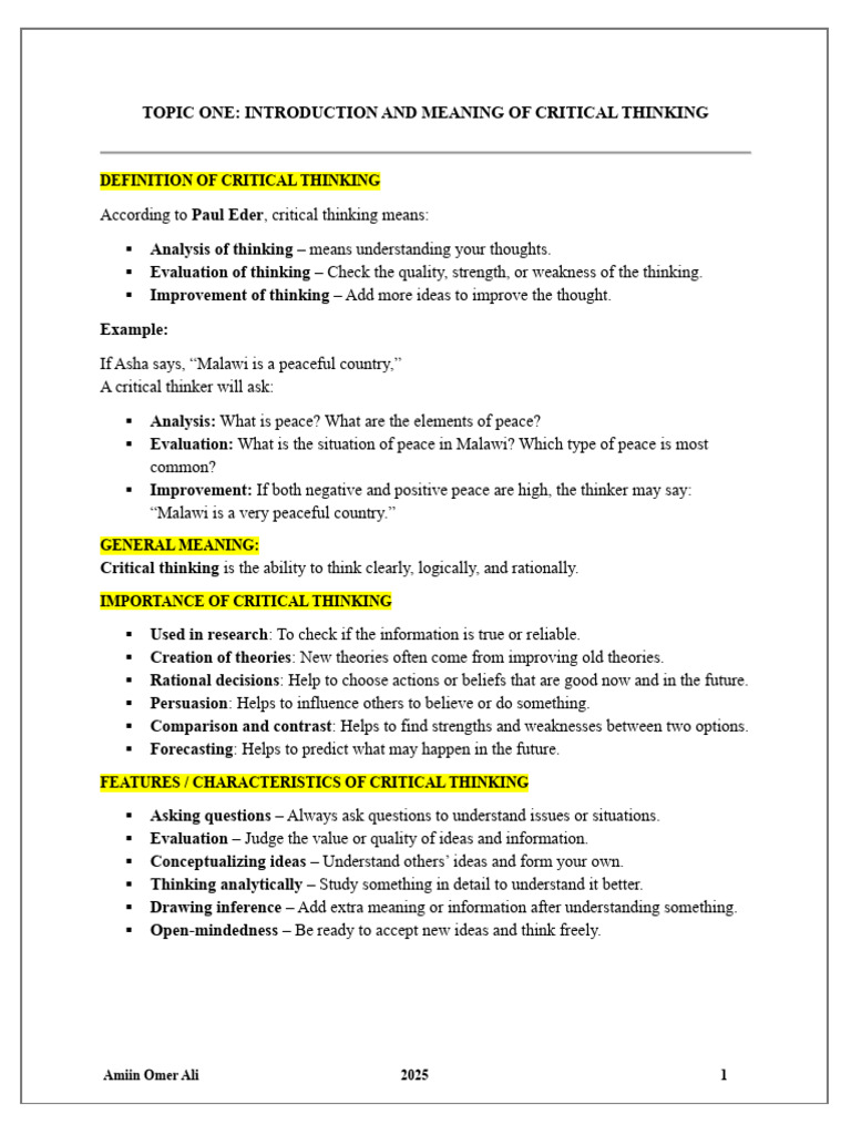 Understanding Critical Thinking Concepts | PDF | Thought | Critical ...