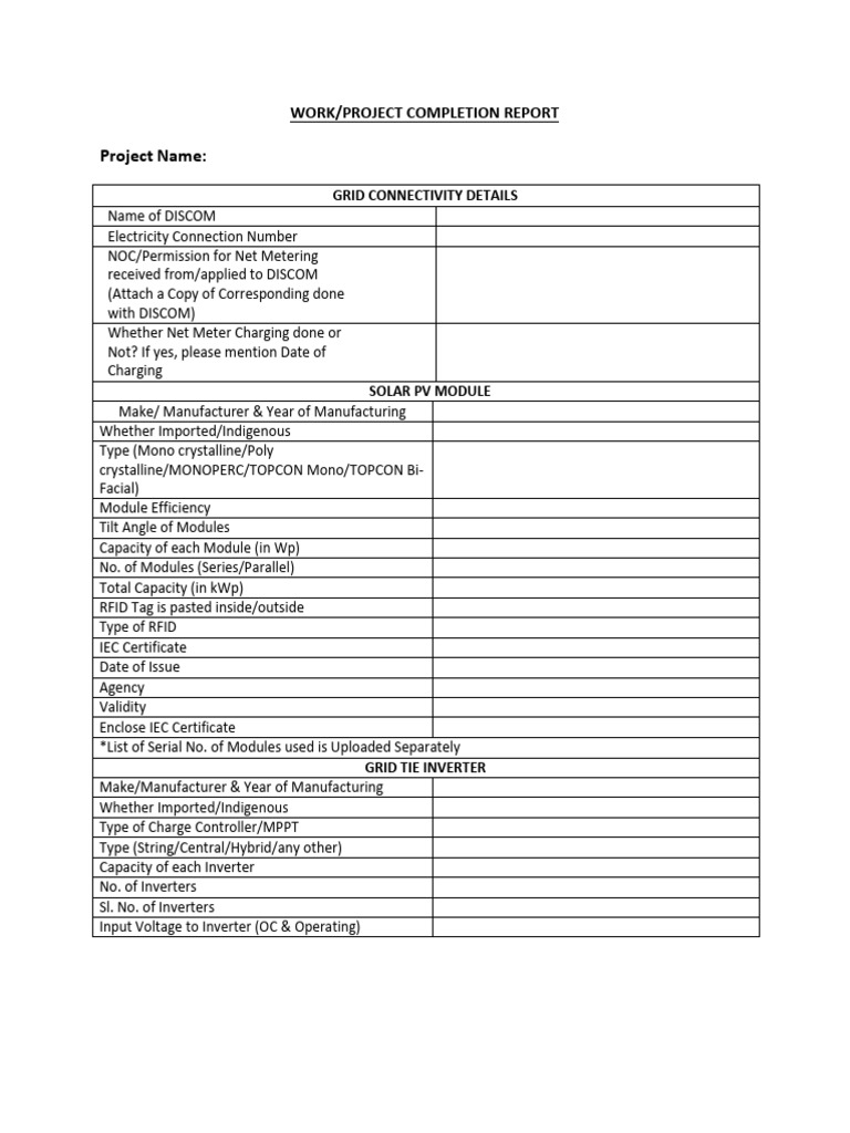 Solar Project Completion Report | PDF | Solar Panel | Power Inverter
