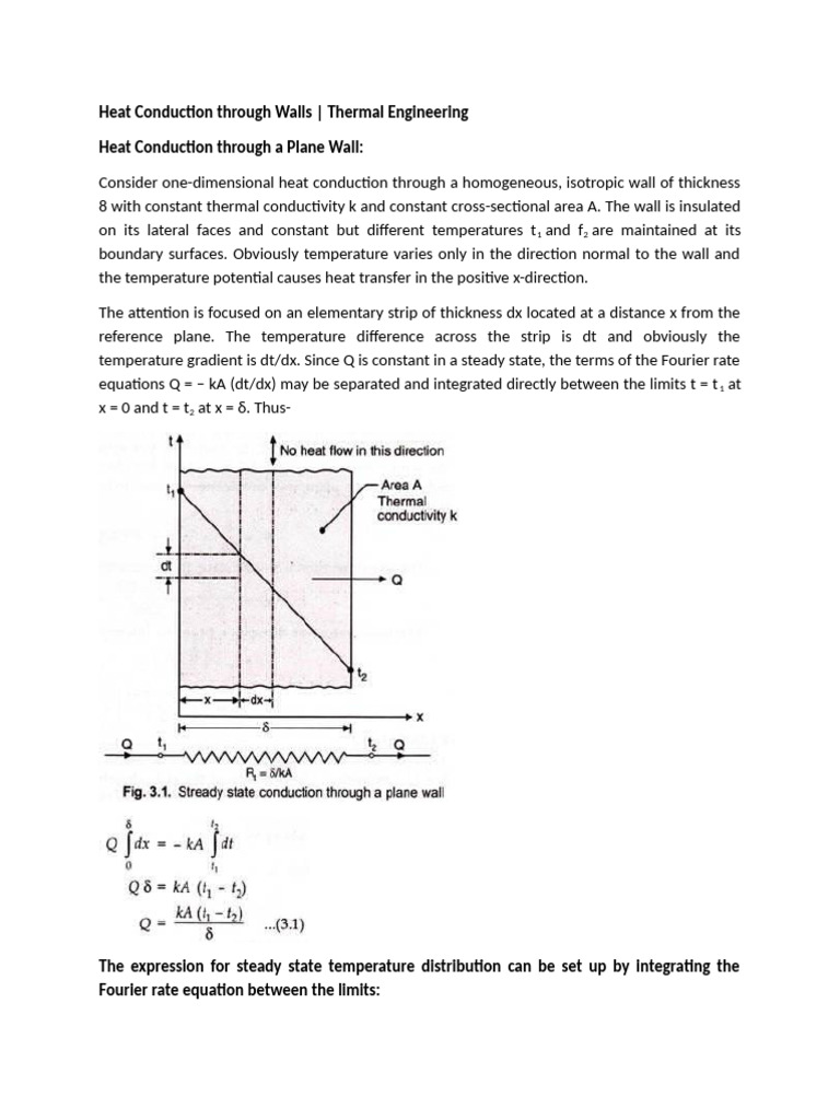 Heat Conduction Through Plan and Composite Walls | PDF | Thermal ...