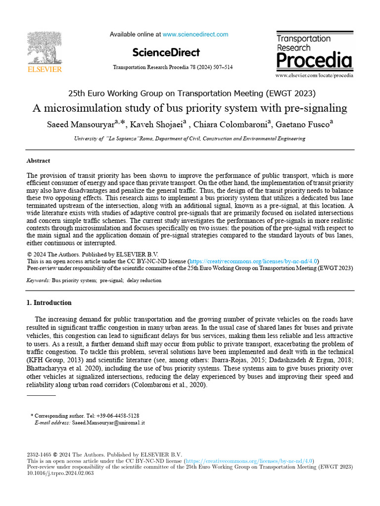 Bus Priority System with Pre-Signaling | PDF | Traffic | Bus