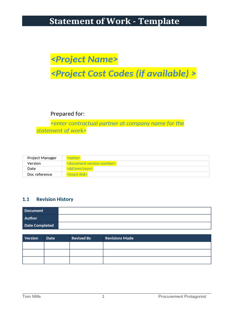 Statement of Work Template - TM | PDF | Project Management
